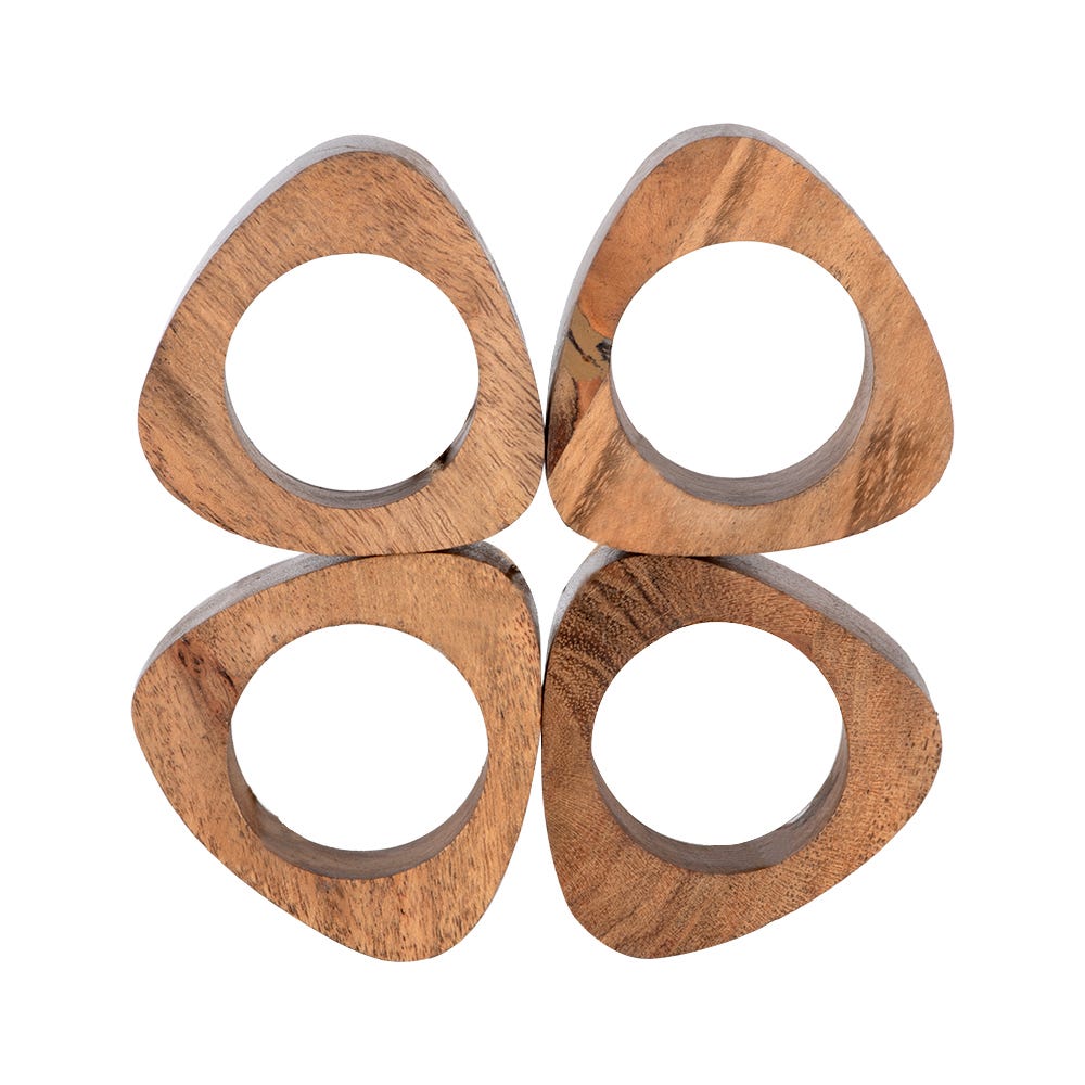 Juego de 4 anillos para servilletas de madera UNITT113 Home Sweet Home