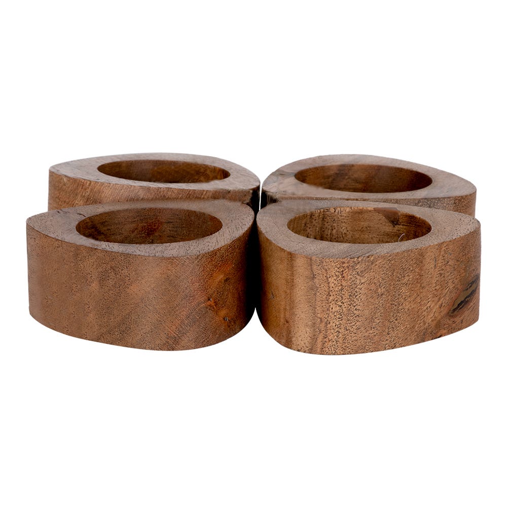 Juego de 4 anillos para servilletas de madera UNITT113 Home Sweet Home