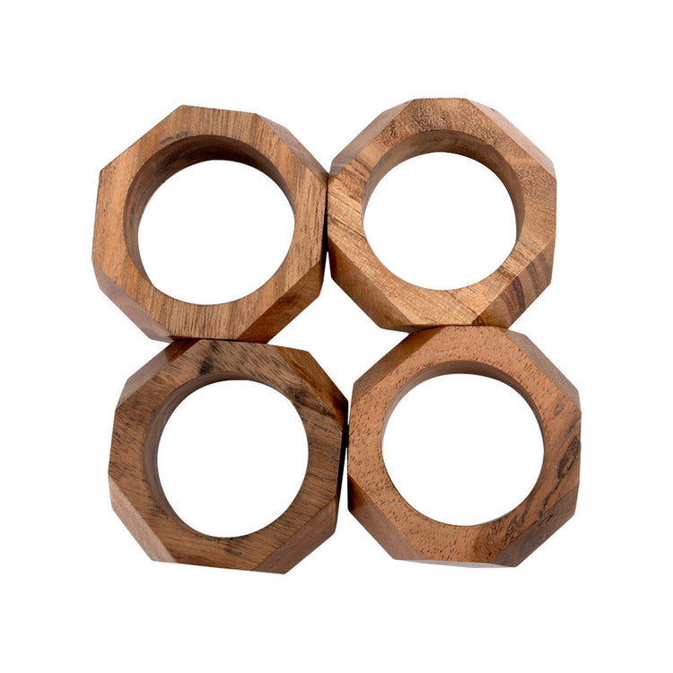 Juego de 4 anillos para servilletas de madera UNITT114 Home Sweet Home