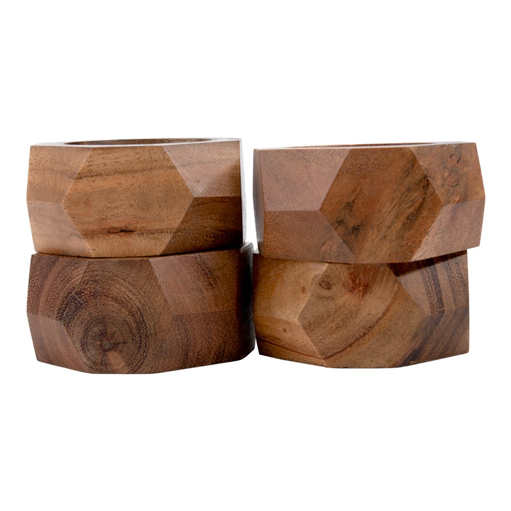 Juego de 4 anillos para servilletas de madera UNITT114 Home Sweet Home
