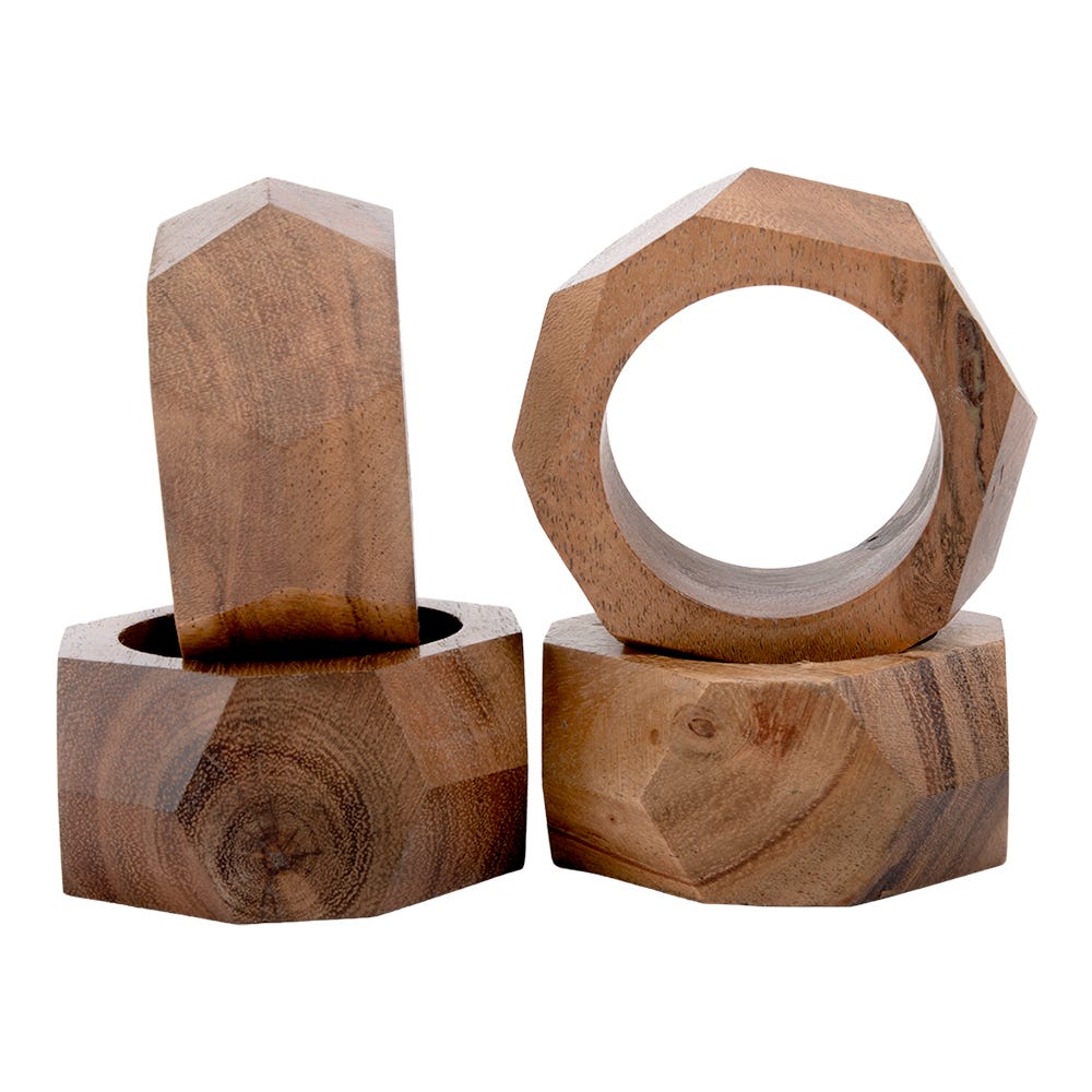 Juego de 4 anillos para servilletas de madera UNITT114 Home Sweet Home
