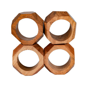 Juego de 4 anillos para servilletas de madera UNITT111 Home Sweet Home