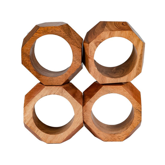 Juego de 4 anillos para servilletas de madera UNITT111 Home Sweet Home