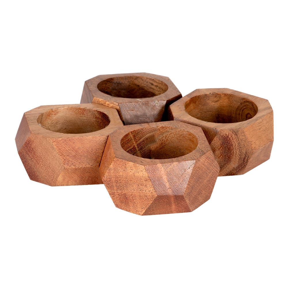 Juego de 4 anillos para servilletas de madera UNITT111 Home Sweet Home