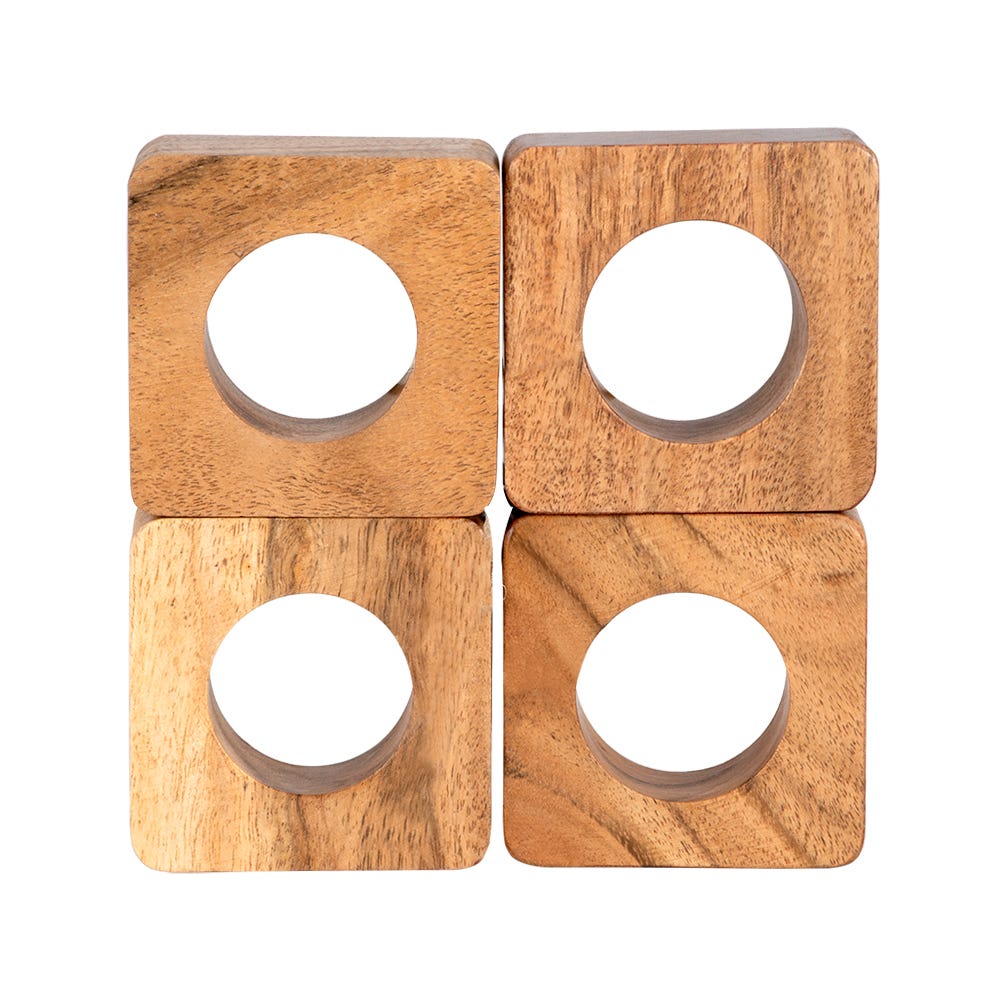Juego de 4 anillos para servilletas de madera UNITT112 Home Sweet Home