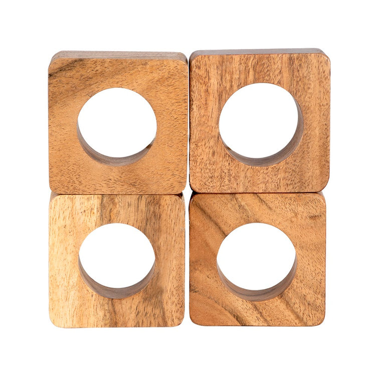 Juego de 4 anillos para servilletas de madera UNITT112 Home Sweet Home
