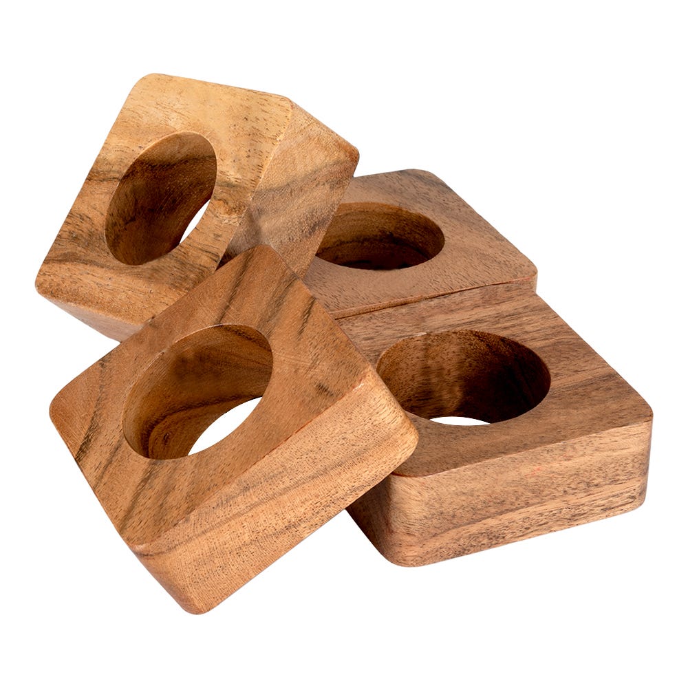 Juego de 4 anillos para servilletas de madera UNITT112 Home Sweet Home
