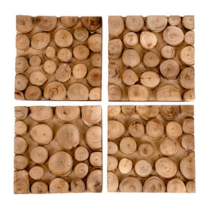 Juego de 4 portavasos de madera UNIALS19 Home Sweet Home