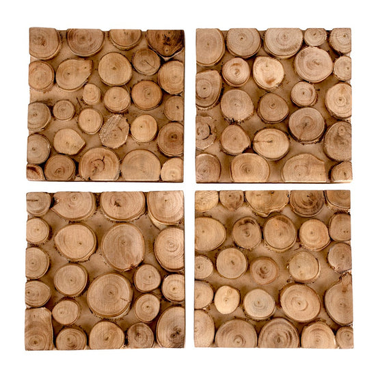 Juego de 4 portavasos de madera UNIALS19 Home Sweet Home