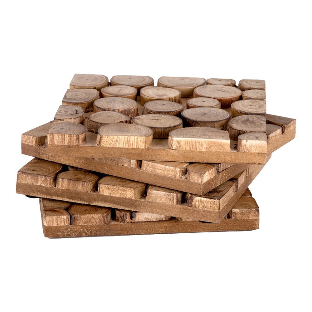 Juego de 4 portavasos de madera UNIALS19 Home Sweet Home