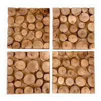 Juego de 4 portavasos de madera UNIALS19 Home Sweet Home