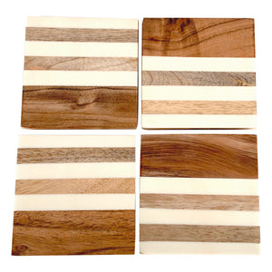 Juego de 4 portavasos de madera y resina UNIALS21 Home Sweet Home