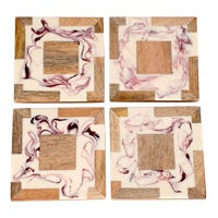 Juego de 4 portavasos de madera y resina UNIALS23 Home Sweet Home