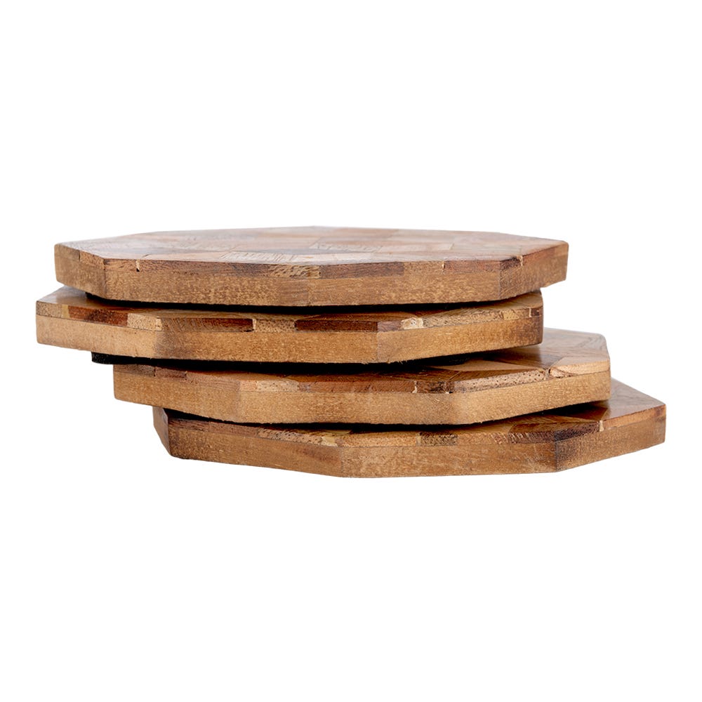Juego de 4 portavasos de madera UNIALS25 Home Sweet Home