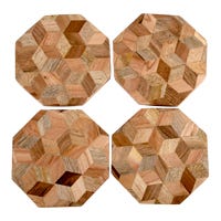 Juego de 4 portavasos de madera UNIALS25 Home Sweet Home