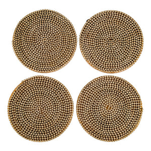 Juego de 4 portavasos de madera con chaquiras UNIALS28 Home Sweet Home