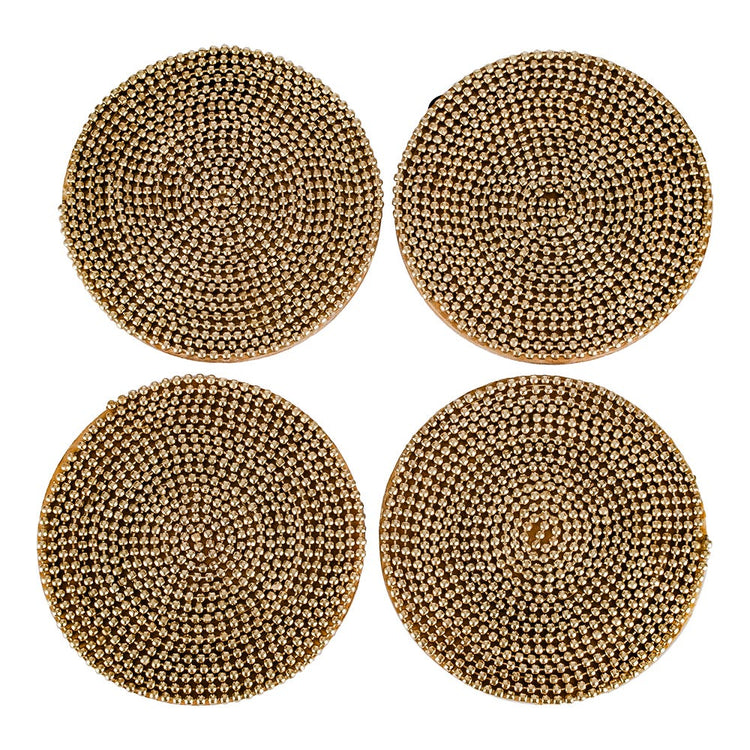 Juego de 4 portavasos de madera con chaquiras UNIALS28 Home Sweet Home
