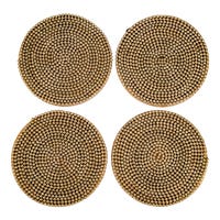 Juego de 4 portavasos de madera con chaquiras UNIALS28 Home Sweet Home