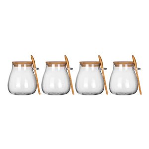 Juego de 4 especieros de vidrio con tapa y cuchara ATN3607 Home Sweet Home