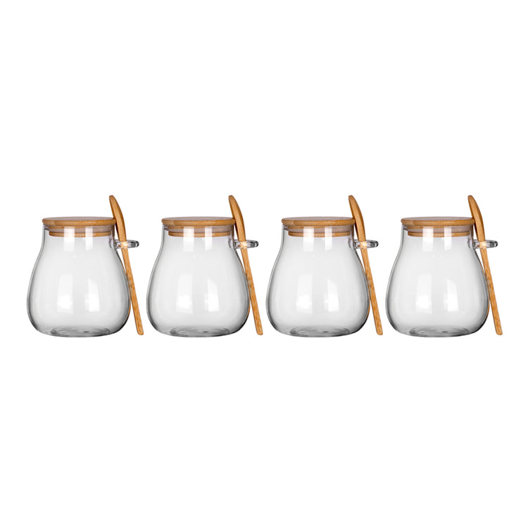 Juego de 4 especieros de vidrio con tapa y cuchara ATN3607 Home Sweet Home