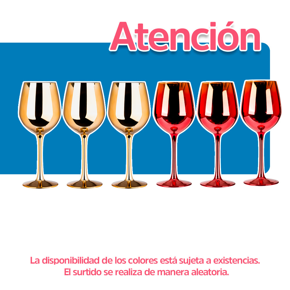 Juego de 3 copas de vidrio para vino 300 ml varios colores ATD3151 Home Sweet Home