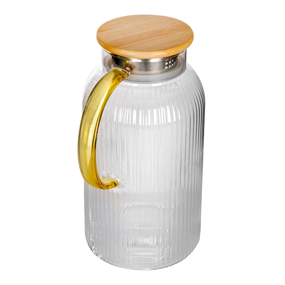 Jarra para refrigerador de vidrio con tapa de bambú 1.9 litros Home Sweet Home
