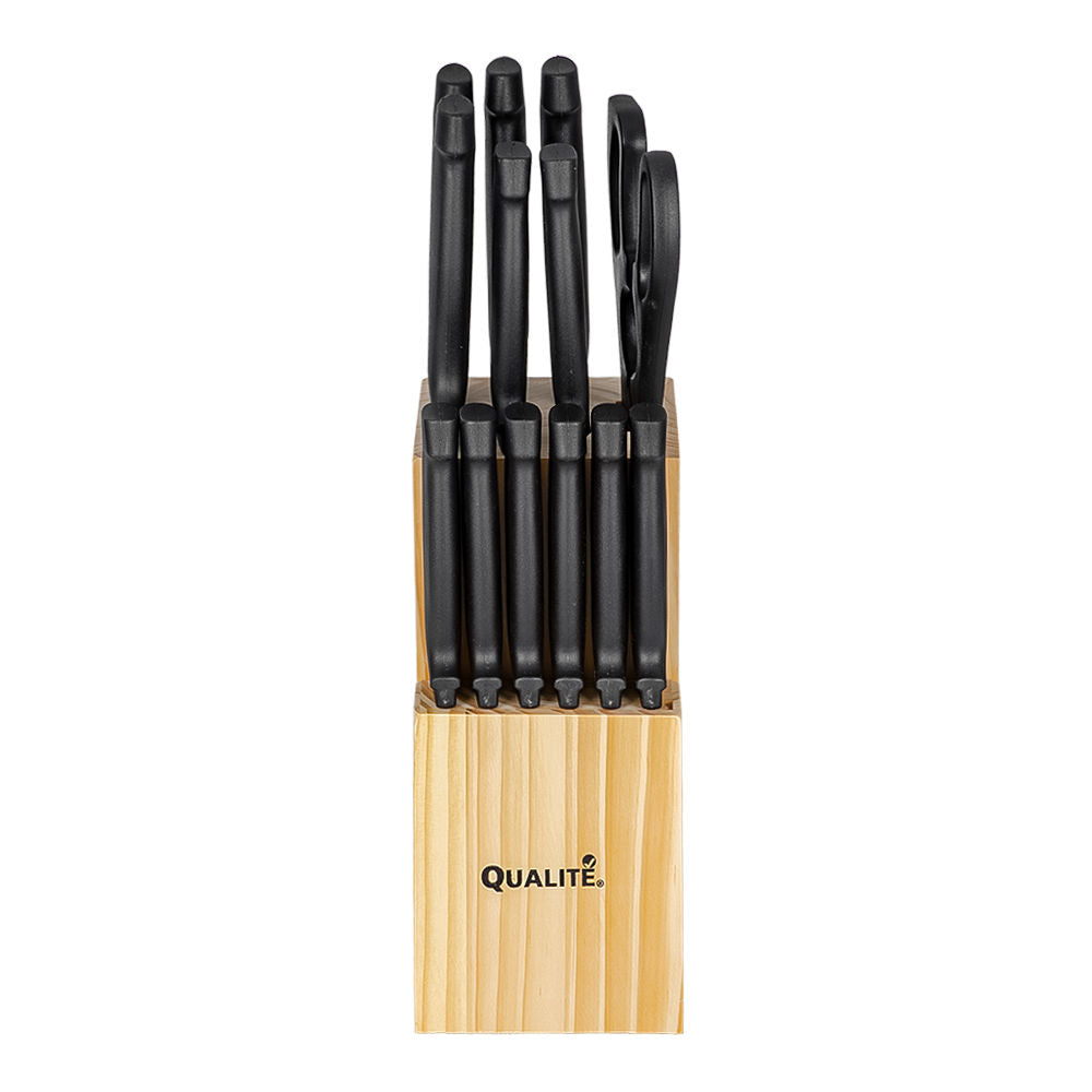 Juego de cuchillos y tijeras con base de madera ATS-1989 Qualité