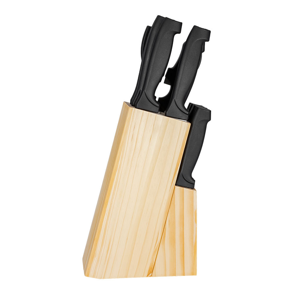 Juego de cuchillos y tijeras con base de madera ATS-1989 Qualité