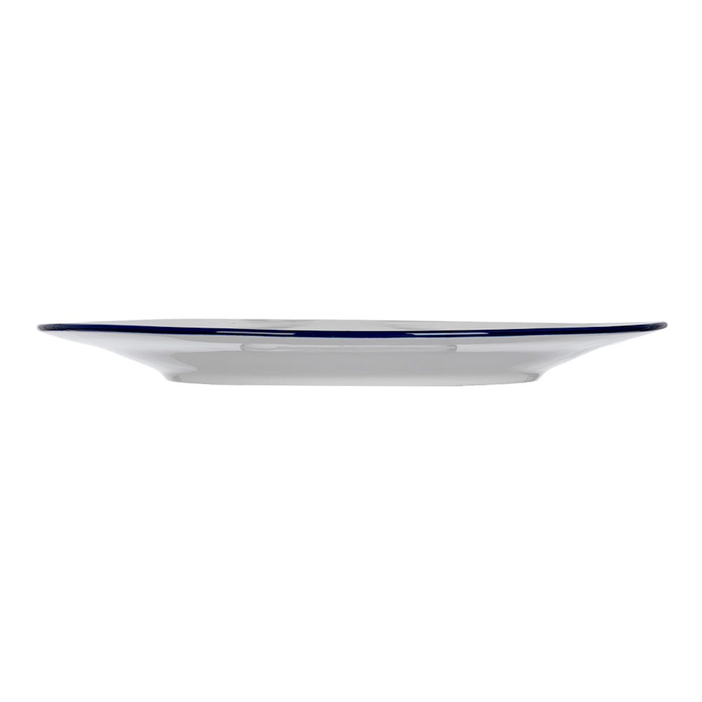 Plato llano de cerámica blanco con orilla azul SYP-177 Kitchen Pro