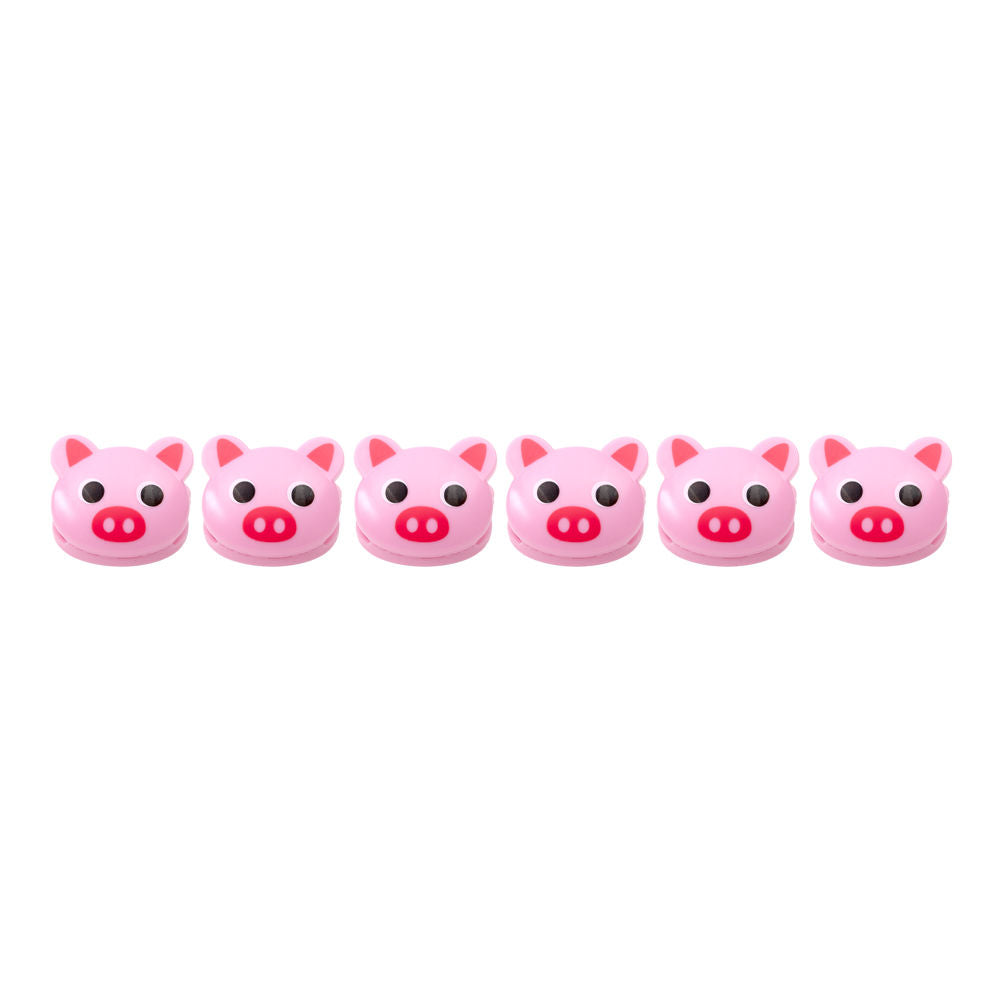 Juego de 6 clips multifuncionales figura de cerdito de plástico ATD3141 Home Sweet Home