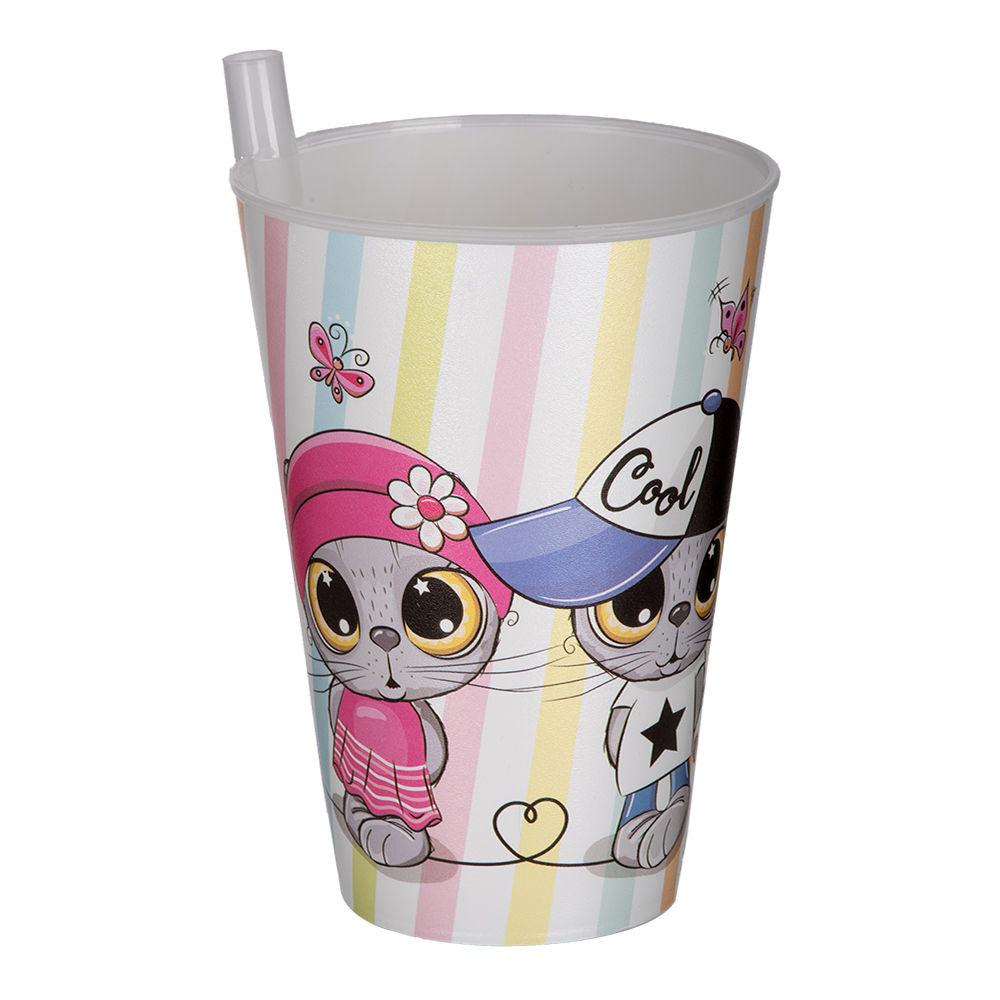 Vaso infantil de plástico con popote 400 ml AP-9124 Titiz