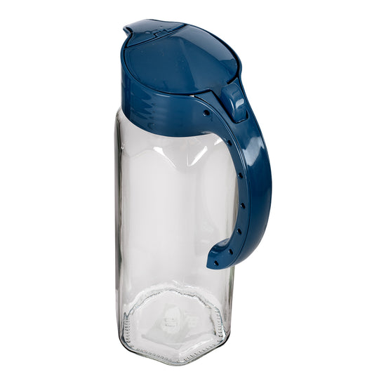 Jarra de vidrio Ala 1.5 L con tapa antiderrapante KC-102 Titiz – jarra con tapa azul, otra vista