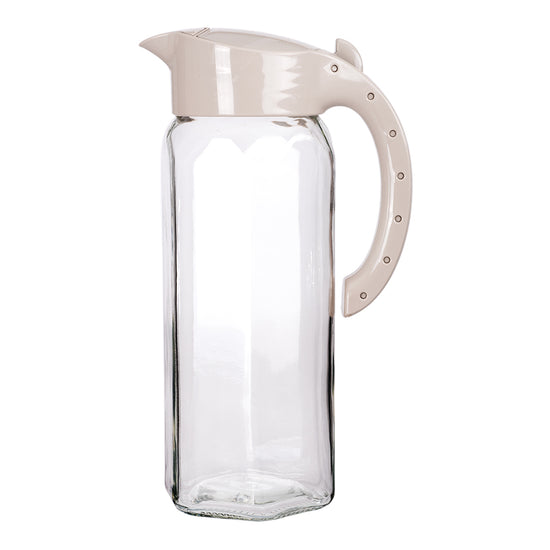 Jarra de vidrio Ala 1.5 L con tapa antiderrapante KC-102 Titiz – jarra con tapa beige, vista lateral