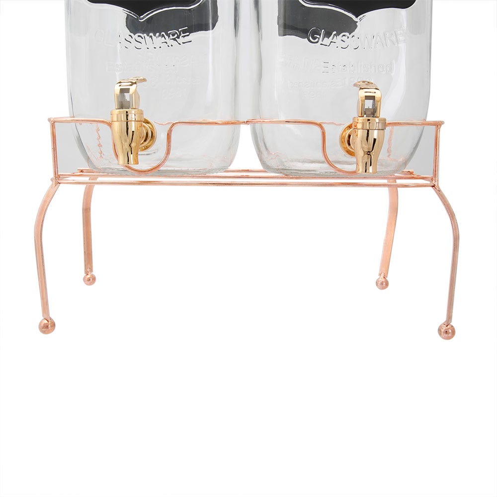 Juego de despachadores de vidrio 4 L base cobre