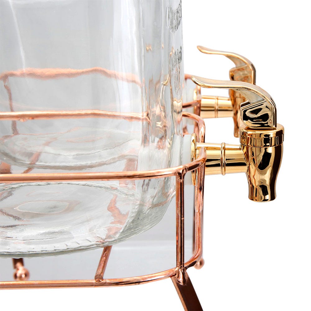 Juego de despachadores de vidrio 4 L base cobre