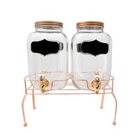 Juego de despachadores de vidrio 4 L base cobre