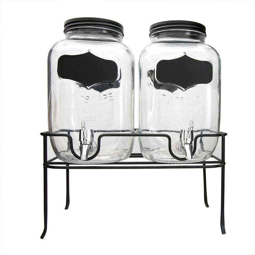 Juego de despachadores de vidrio 4 L base negra