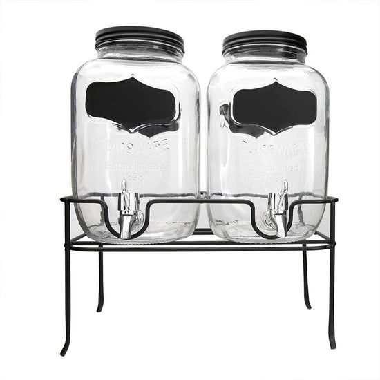 Juego de despachadores de vidrio 4 L base negra