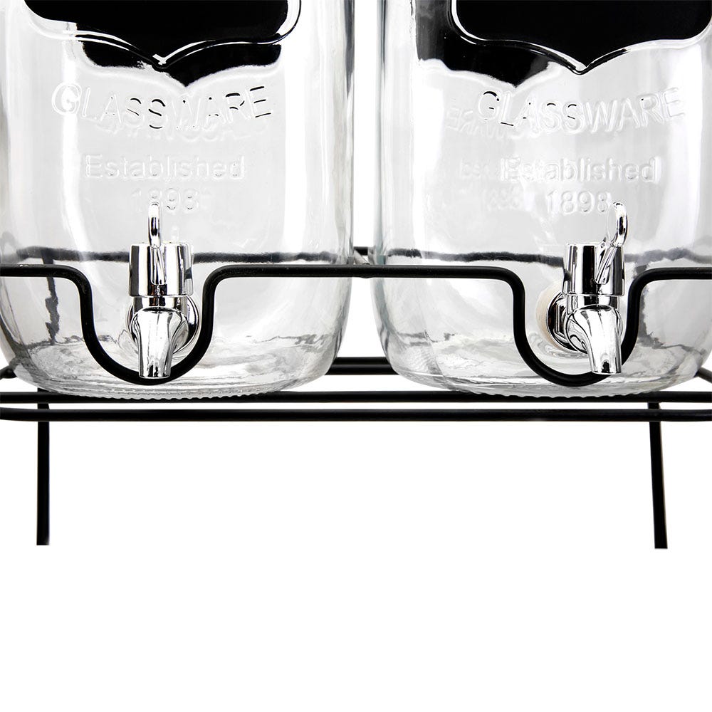 Juego de despachadores de vidrio 4 L base negra