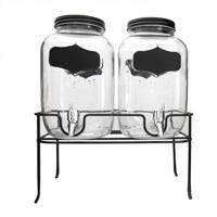 Juego de despachadores de vidrio 4 L base negra