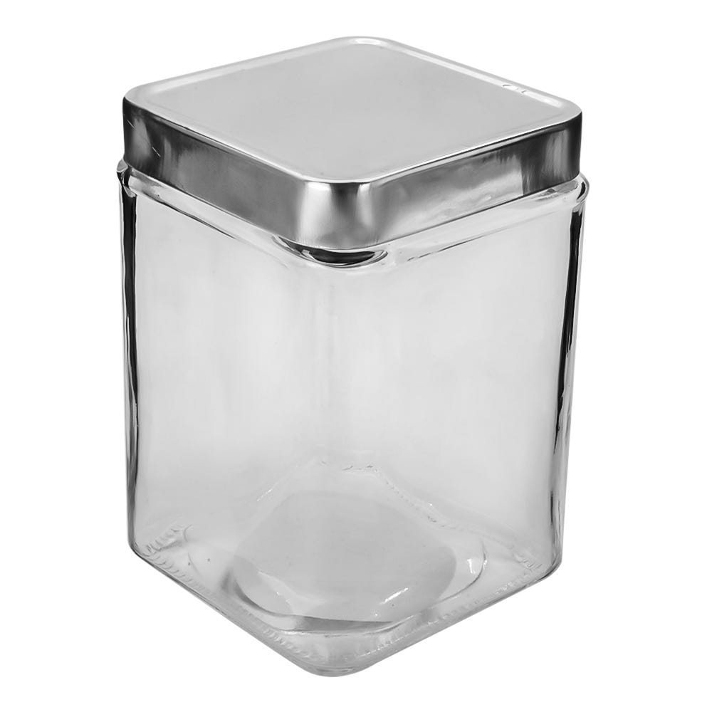 Contenedor cuadrado de vidrio con tapa de aluminio 1.3 L ATA323 Home Sweet Home