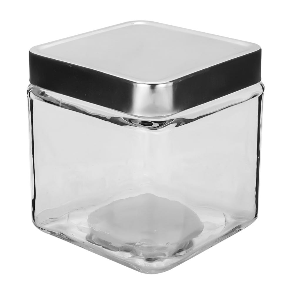 Contenedor cuadrado de vidrio con tapa de aluminio 650 ml ATA325 Home Sweet Home