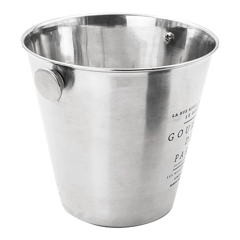 Hielera con perillas y decorado de texto 14 cm de acero inoxidable