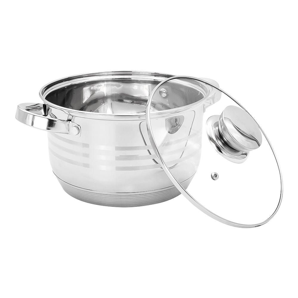 Batería de Acero Inoxidable 12 piezas acabado espejo con tapas