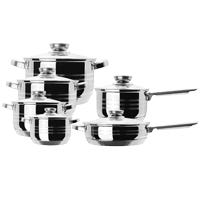 Batería de Acero Inoxidable 12 piezas acabado espejo con tapas