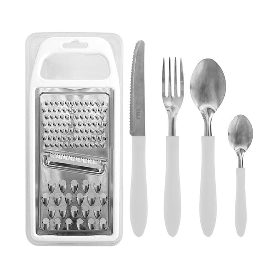 Juego de cubiertos con rallador blanco