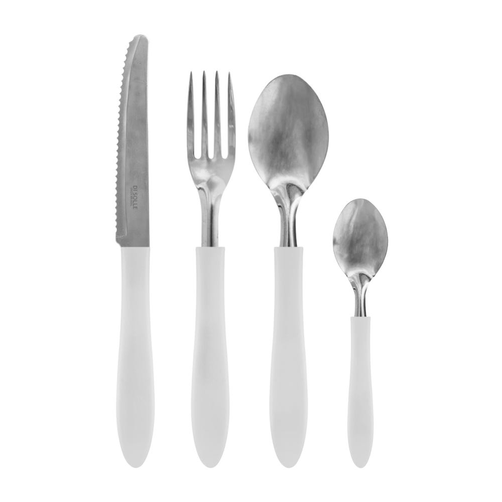 Juego de cubiertos con rallador blanco