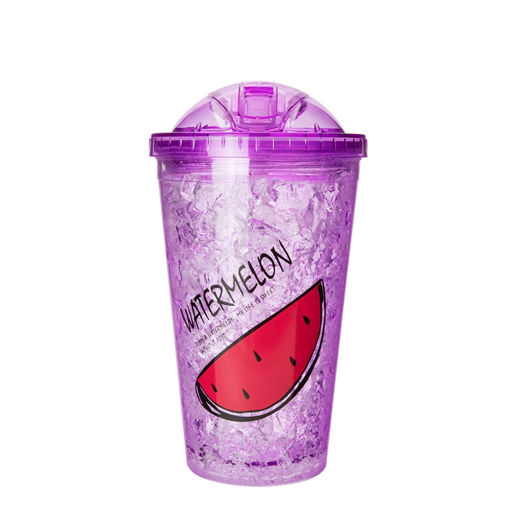 Vaso térmico de plástico 400 ml decorado de frutas Home Sweet Home