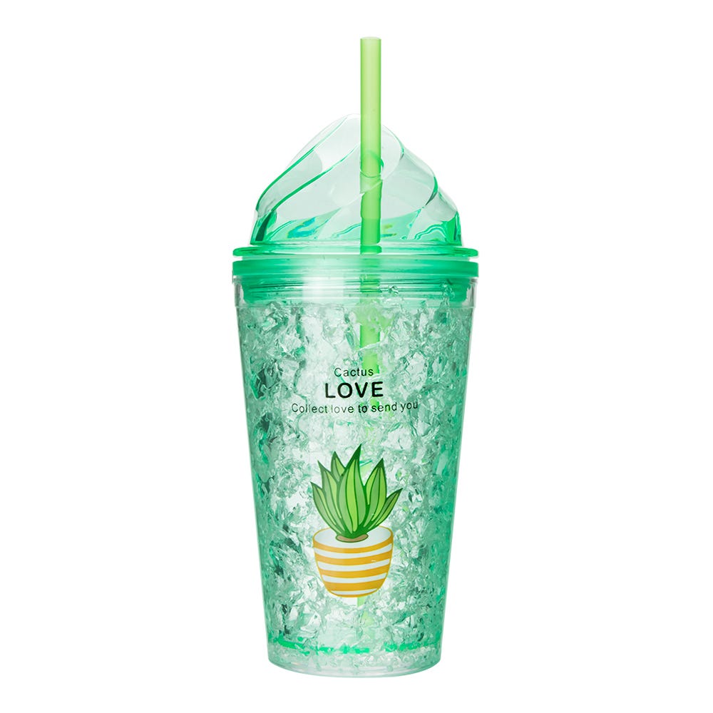 Vaso térmico de plástico 400 ml decorado de plantas Home Sweet Home