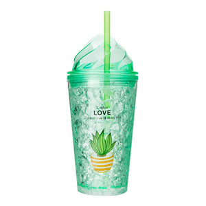 Vaso térmico de plástico 400 ml decorado de plantas Home Sweet Home